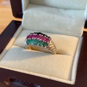 Elegant sapphire, Ruby, emerald  Gemstone Ring in sterling silver size 6